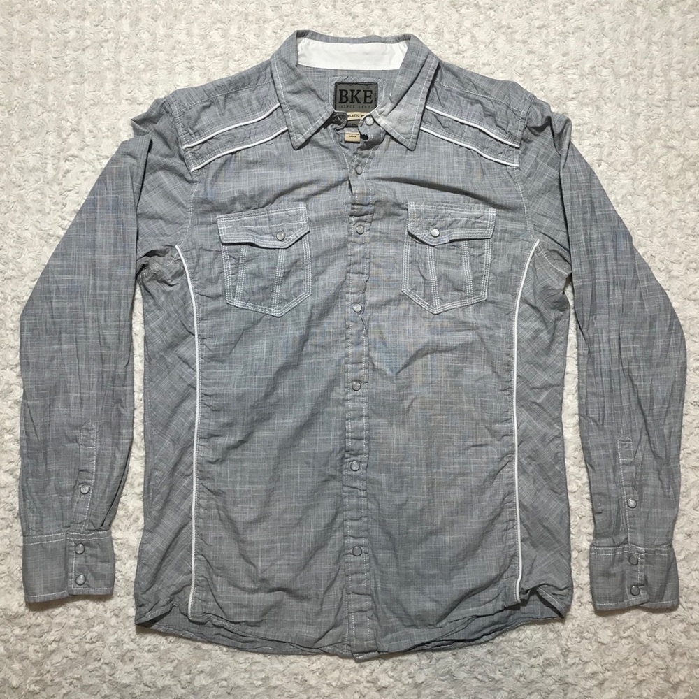 BKE Grey Button-Up